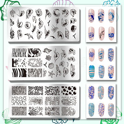 Stainless Steel DIY Nail Art Templates MRMJ-WH0092-054-1