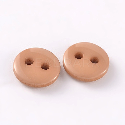 2-Hole Flat Round Resin Sewing Buttons for Costume Design BUTT-E119-28L-09-1
