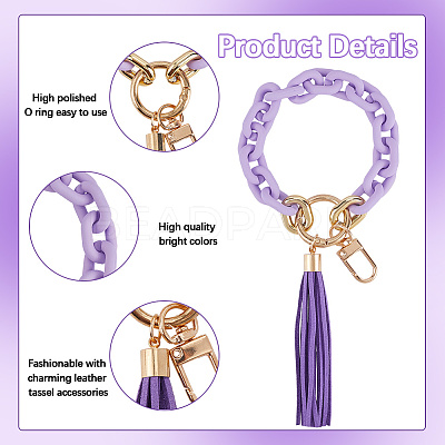 2Pcs 2 Styles Acrylic & Zine Alloy & PU Pendant Decoration KEYC-CN0001-07A-1