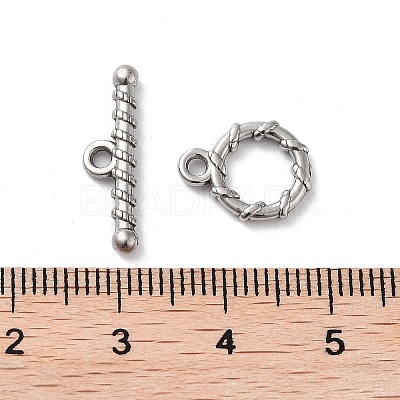 Non-Tarnish 304 Stainless Steel Ring Toggle Clasps STAS-A092-09D-P-1