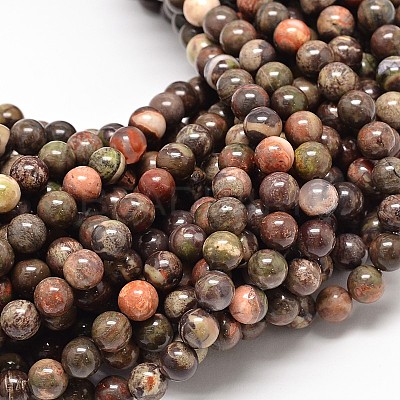 Natural Rainforest Agate Round Bead Strands X-G-P075-45-6mm-1
