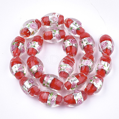 Handmade Silver Foil Glass Lampwork Beads X-LAMP-Q030-02G-1