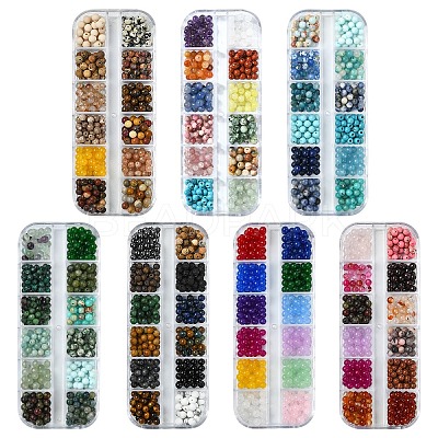 DIY Natural & Synthetic Gemstone Round Beads Stretch Bracelets Making Kits DIY-YW0011-51-1