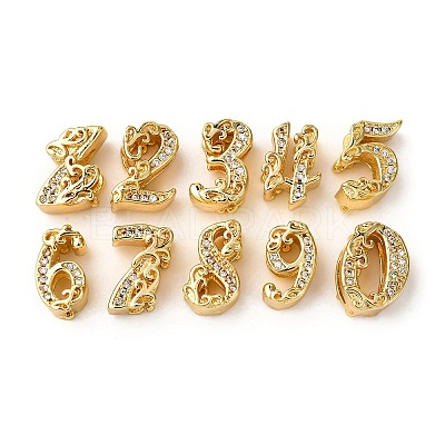 Brass Micro Pave Cubic Zirconia Beads KK-A265-01G-1