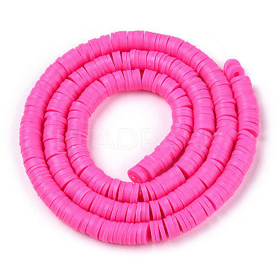 Flat Round Handmade Polymer Clay Beads CLAY-R067-6.0mm-31-1