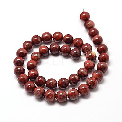 Natural Red Jasper Round Bead Strands G-P072-19-6mm-1