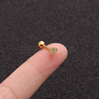 316L Surgical Stainless Steel Micro Pave Clear Cubic Zirconia Heart Cartilage Earrings WG9CD6D-28-1