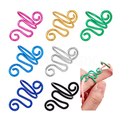 7Pcs 7 Colors Iron Yarn Guide Finger Holders AJEW-PH0011-76-1