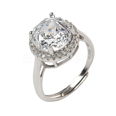 925 Sterling Silver Micro Pave Cubic Zirconia Finger Rings RJEW-B134-01B-03-1