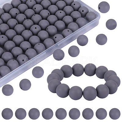 80Pcs Round Silicone Focal Beads SIL-SZ0001-24-22-1