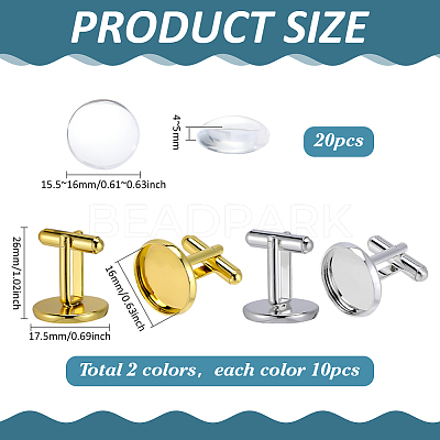 20Pcs Brass Cufflinks Cabochon Settings KK-PH0014-31-1