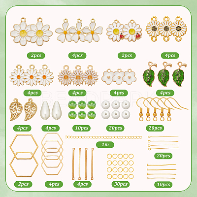 DIY Daisy Dangle Earrings Making Kits DIY-SC0003-32-1