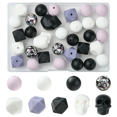 Halloween Theme Food Grade Eco-Friendly Silicone Beads SIL-YW0001-45-1