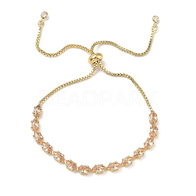 Adjustable Square Brass Micro Pave Cubic Zirconia Link Bracelets KK-D112-01A-G-1