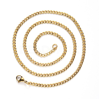 Men's PVD Vacuum Plating 304 Stainless Steel Cuban Link Chain Necklace NJEW-S420-002G-1
