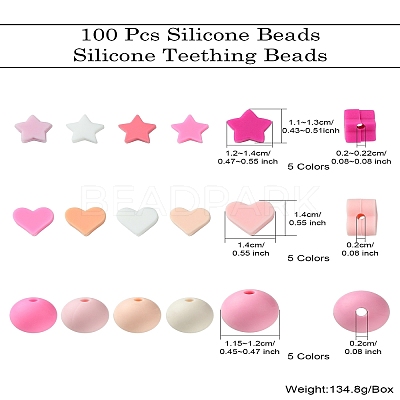 100Pcs Silicone Beads SIL-CJ0001-66-1