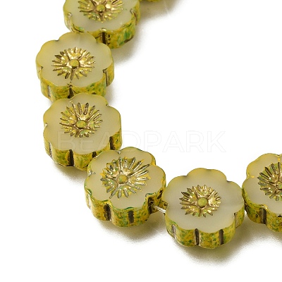 Picasso Baking Paint & Golden Metal Enlaced Glass Beads Strands GL-CBA98F0-04A-1