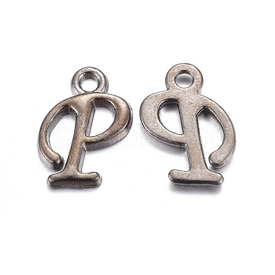 Gunmetal Plated Alloy Letter Pendants PALLOY-J718-01B-P-1