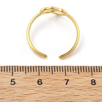 Heart 304 Stainless Steel Open Cuff Rings X-RJEW-R014-03G-01-1