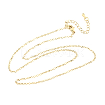 Brass Cable Chain Necklaces X-NJEW-K123-05G-1