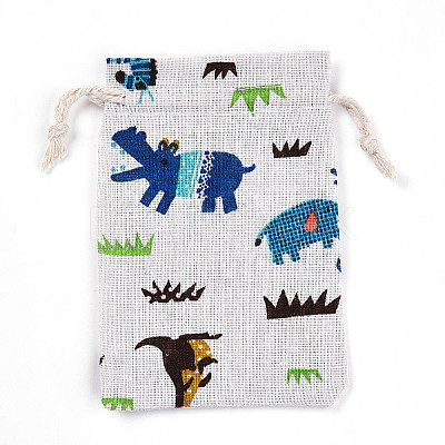 Animals Printed Polycotton(Polyester Cotton) Packing Pouches Drawstring Bags ABAG-T004-10x14-34-1