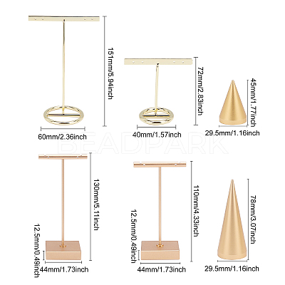 4 Sets 4 Styles Metal Earring Display Stand Sets EDIS-FG0001-37-1