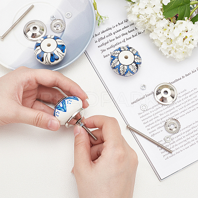 6Pcs 3 Styles Printing Porcelain Drawer Knobs FIND-GA0001-29B-1