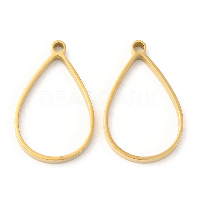 304 Stainless Steel Open Back Bezel Teardrop Pendants STAS-Z040-11B-G-1