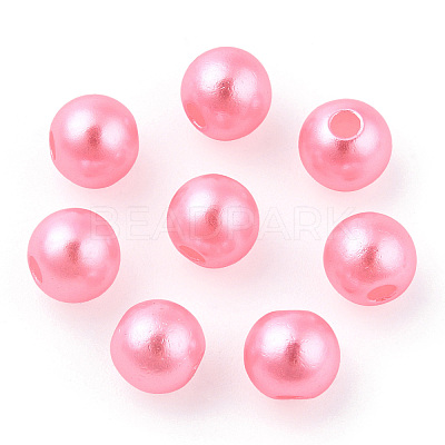 Spray Painted ABS Plastic Imitation Pearl Beads OACR-T015-05B-16-1