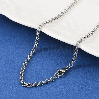 Tarnish Resistant 304 Stainless Steel Rolo Chain Necklaces NJEW-L136-07P-1