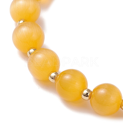 4Pcs Cat Eye Beads Stretch Bracelets for Women BJEW-TA00691-1