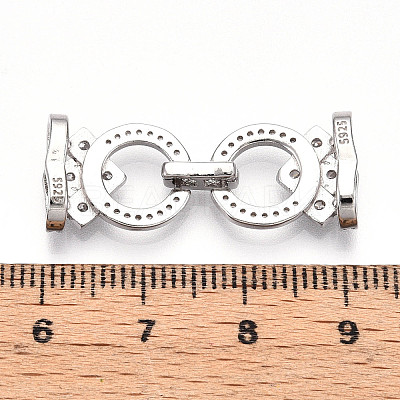 925 Sterling Silver Micro Pave Clear Cubic Zirconia Fold Over Clasps STER-T008-01P-1