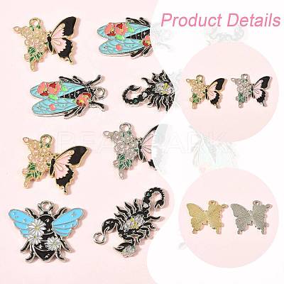 16Pcs 8 Styles Alloy Enamel Pendants ENAM-FS0003-95-1