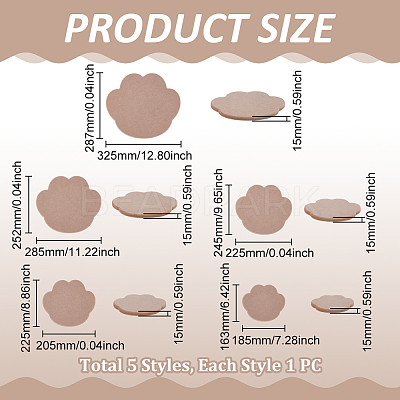 5Pcs MDF Wood Ceramic Clay Craft Mold Set DIY-WH0349-400B-1