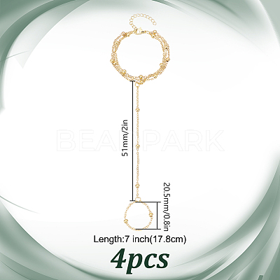 4Pcs Brass Satellite Chains Finger Ring Bracelets BJEW-HY0001-05G-1