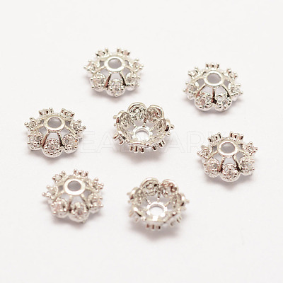 Long-Lasting Plated Brass Micro Pave Grade AAA Cubic Zirconia Bead Caps X-ZIRC-G090-59P-1