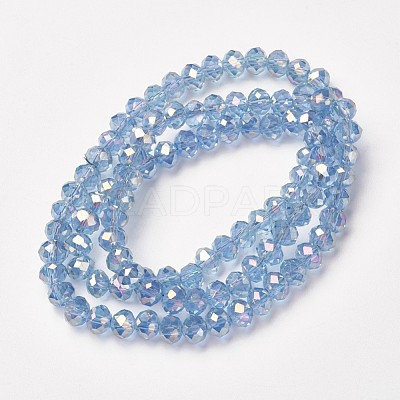 Electroplate Transparent Glass Beads Strands EGLA-A034-T6mm-T07-1