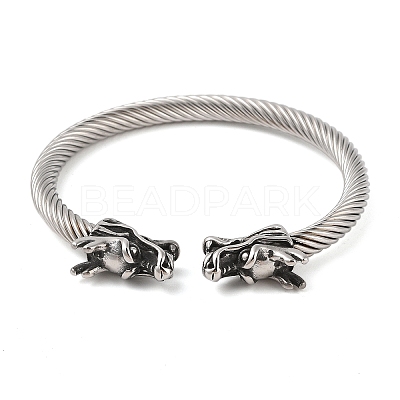 Viking 304 Stainless Steel Open Cuff Bangles for Men BJEW-U001-06B-AS-1