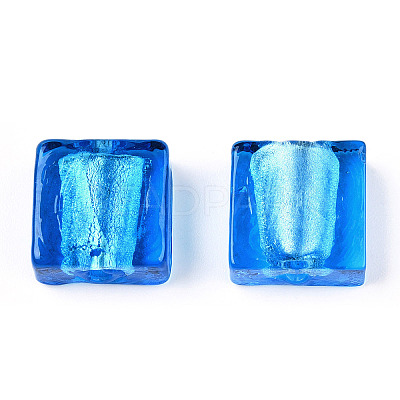 Handmade Silver Foil Lampwork Beads FOIL-S006-12x12mm-08-1