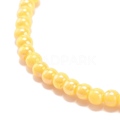 7Pcs 7 Color Candy Color Round Acrylic Beaded Stretch Anklets Set AJEW-AN00488-1