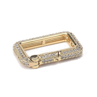 Brass Micro Pave Clear Cubic Zirconia Spring Gate Rings ZIRC-F120-006G-1