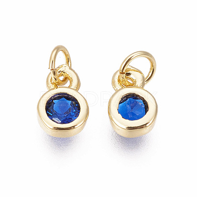 Brass with Single Cubic Zirconia Charms ZIRC-F095-03G-06-1