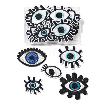 30Pcs 6 Style Eye & Eyelash Polyester Embroidery Cloth Iron on/Sew on Patches PATC-FG0001-51-1
