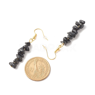 Natural Obsidian Chip Beaded Dangle Earrings EJEW-JE04788-08-1