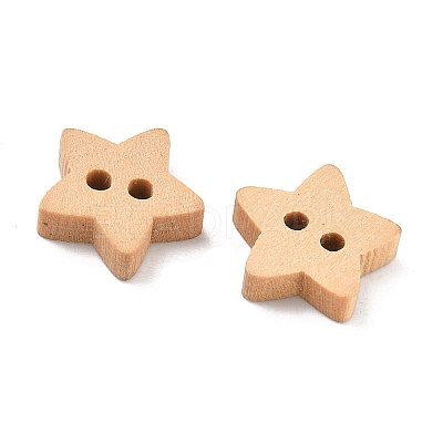 Natural 2-hole Basic Sewing Button in Star Shape NNA0Z7T-1