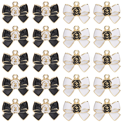 48Pcs 2 Colors Alloy Enamel Pendants ENAM-SC0006-57-1