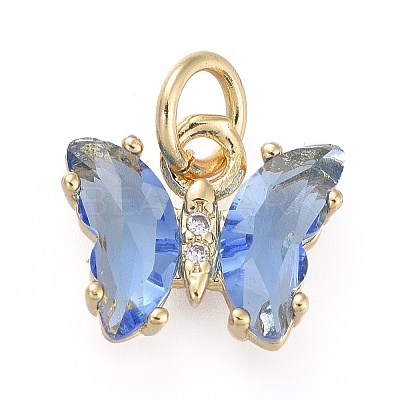 Brass Micro Pave Clear Cubic Zirconia Pendant ZIRC-P079-B01-08-1