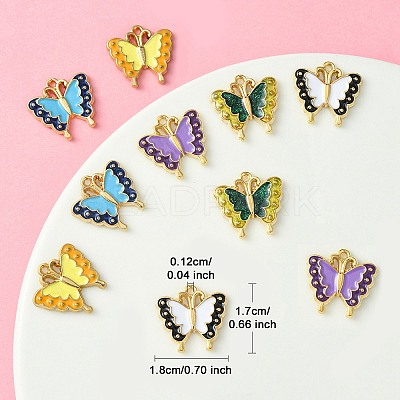 10Pcs 5 Colors Alloy Enamel Pendants ENAM-YW0003-78-1
