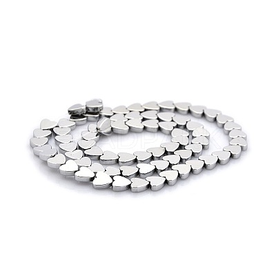 Non-magnetic Synthetic Hematite Heart Beads Strands G-M074-01-1