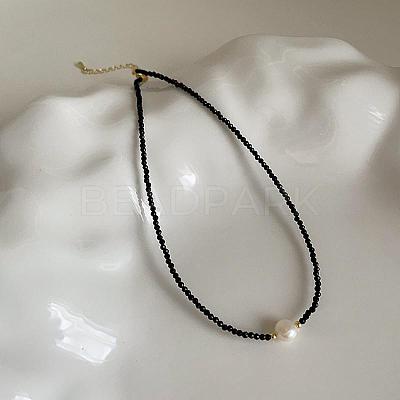 Vintage Single Natural Freshwater Pearl & Glass Beaded necklaces QO5494-1-1